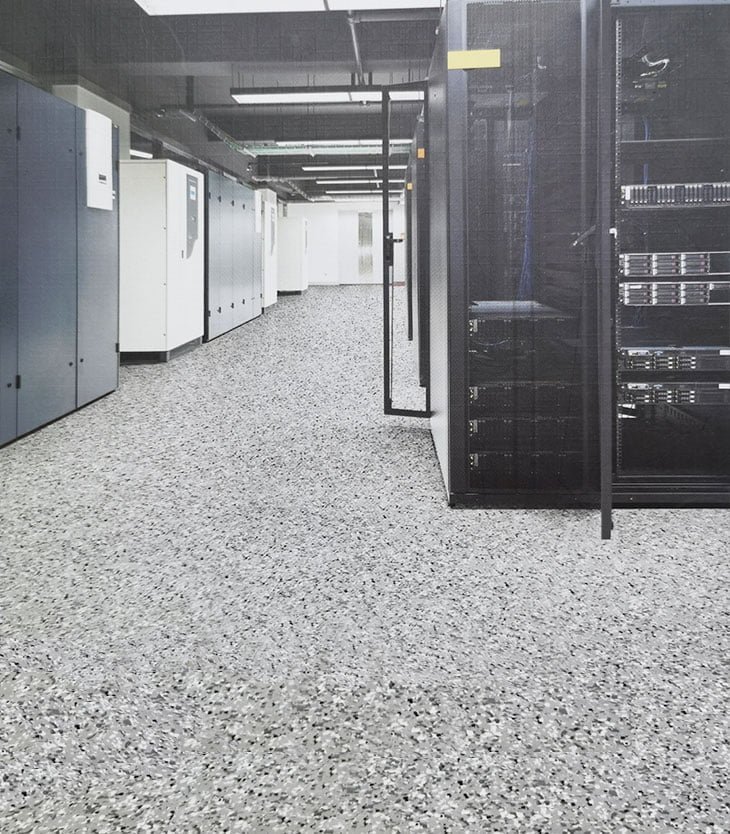 Homogeneous vinyl roll flooring for server room