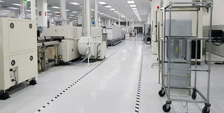 Anti-static floor in high-tech manufacturing workshop